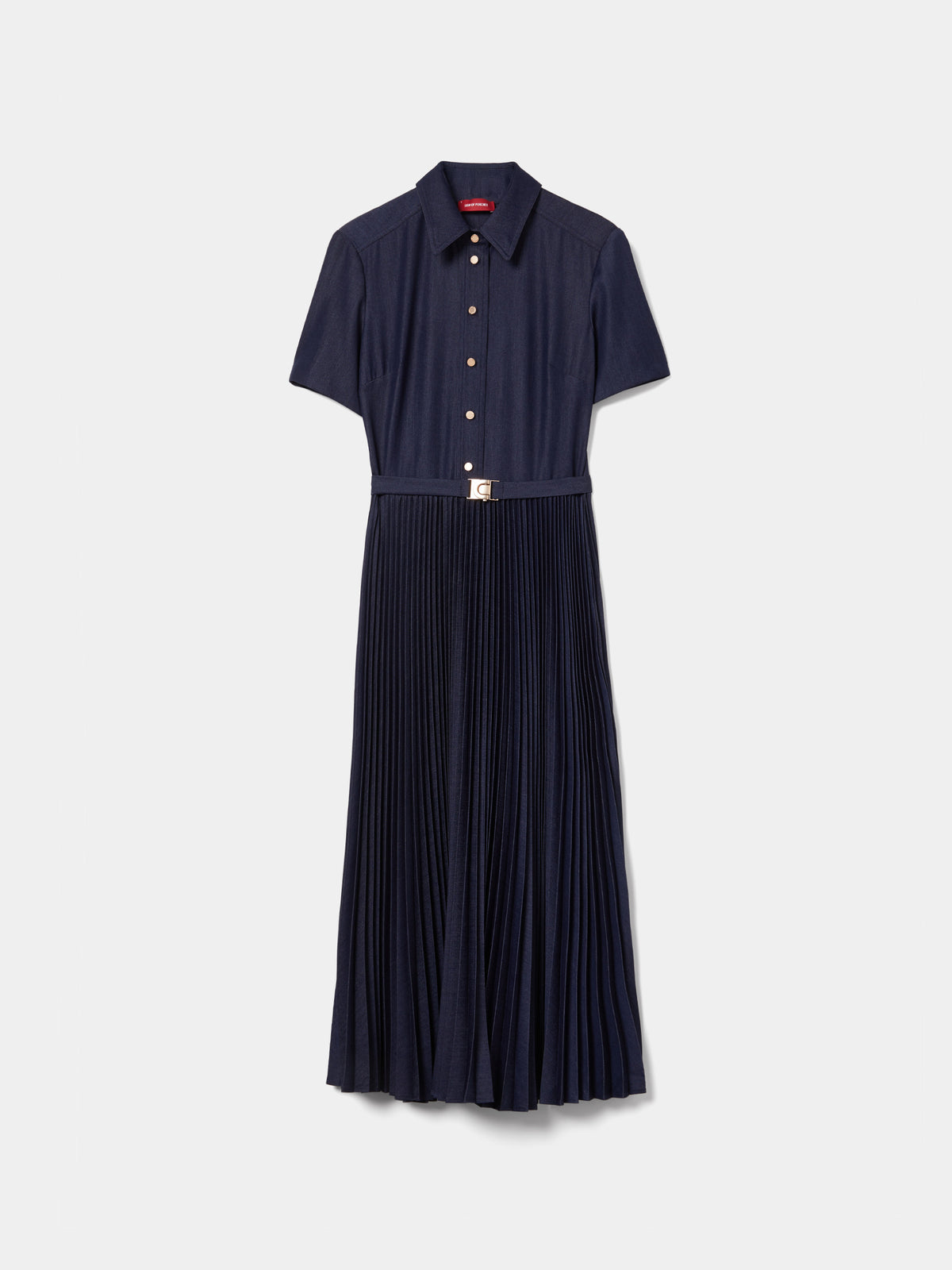 Vestido Denim Midi Plisado