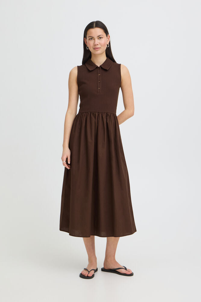 Vestido Polo Combinado Marrón Chocolate