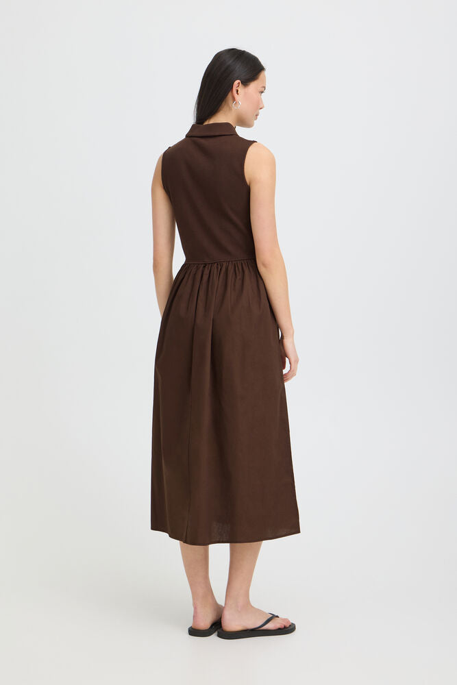 Vestido Polo Combinado Marrón Chocolate