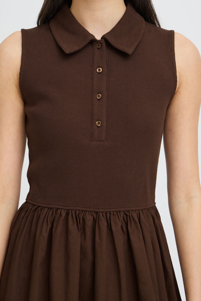 Vestido Polo Combinado Marrón Chocolate