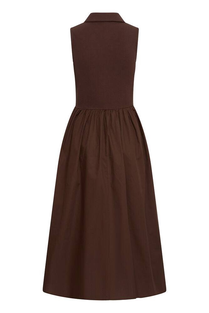Vestido Polo Combinado Marrón Chocolate