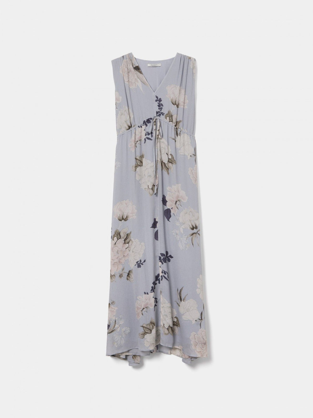 Vestido Flores Midi con Ajuste en la Cintura