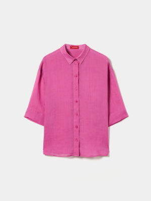 Camisa oversize de Ramio de Manga Corta | Lion of Porches