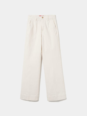 Pantalones Ancho Mezclilla Beige | Lion of Porches