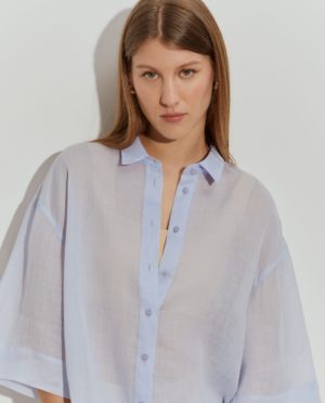 Camisa oversize de Ramio de Manga Corta | Lion of Porches