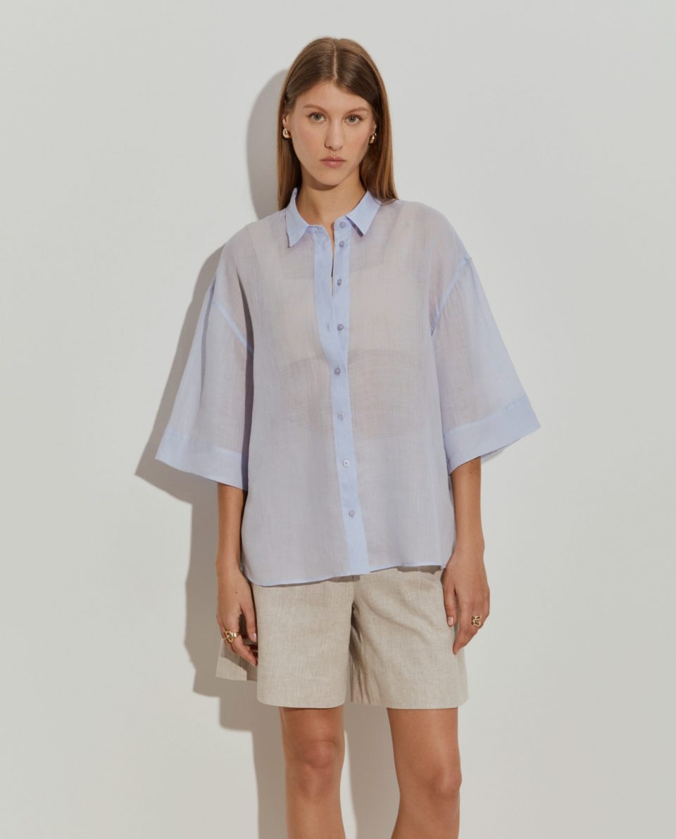 Camisa oversize de Ramio de Manga Corta | Lion of Porches