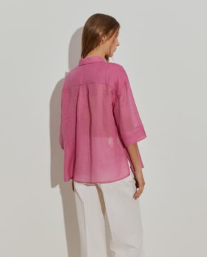 Camisa oversize de Ramio de Manga Corta | Lion of Porches