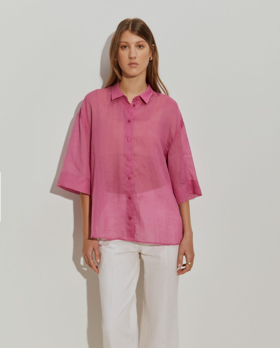 Camisa oversize de Ramio de Manga Corta | Lion of Porches