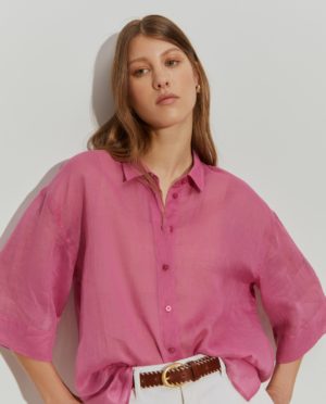Camisa oversize de Ramio de Manga Corta | Lion of Porches