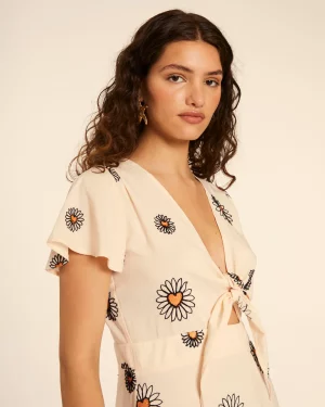 Vestido Bordado Corto Margaritas