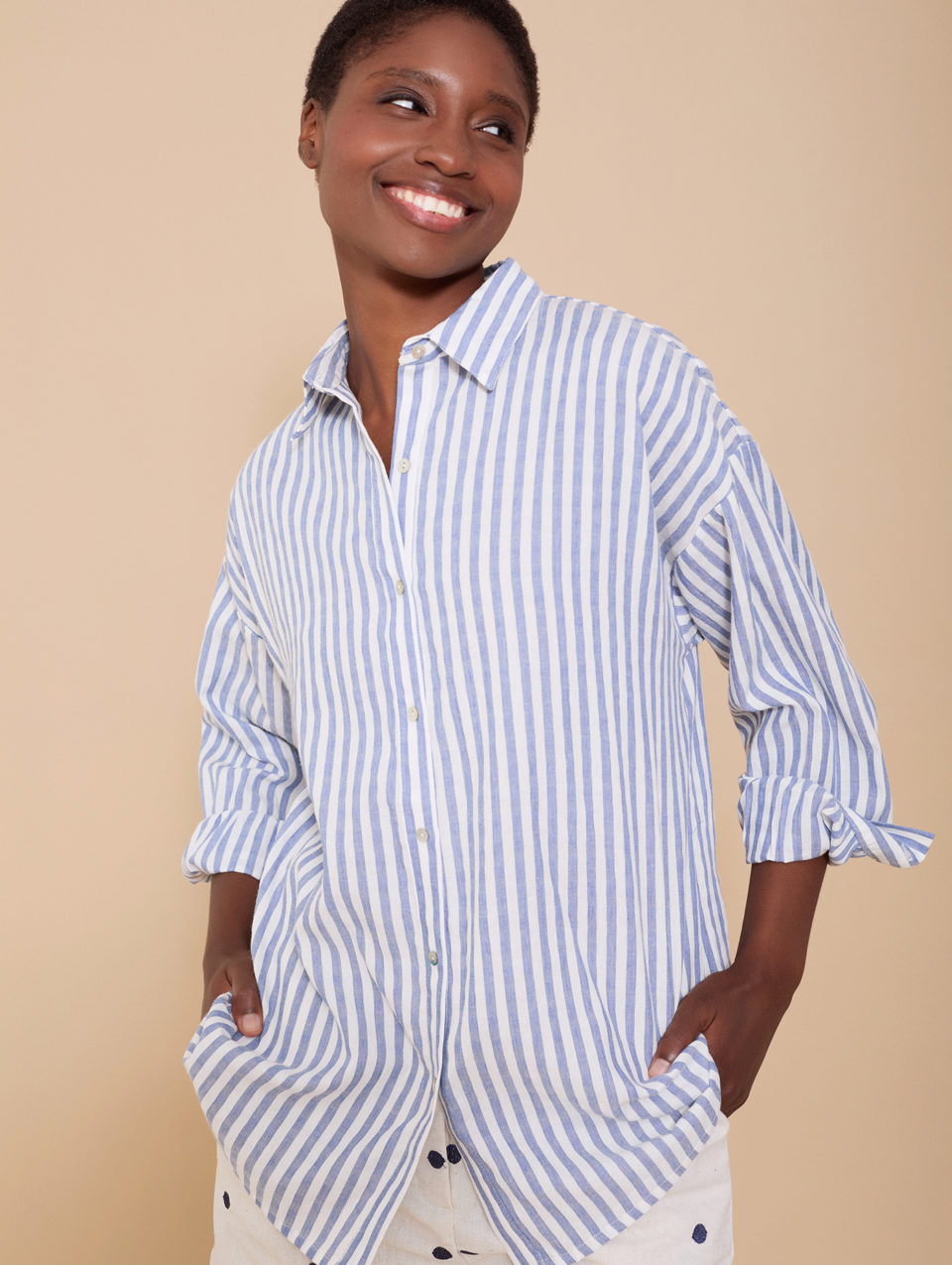 Camisa con Bordado "Le soleil" Azul