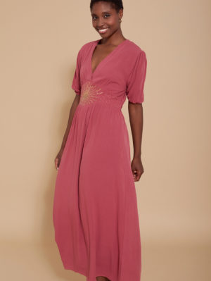 Vestido Largo con Fajín de Lentejuelas