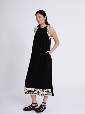 Vestido Largo Tirantes Bordado Relieve