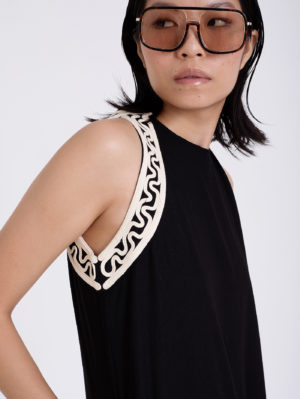 Vestido Largo Tirantes Bordado Relieve