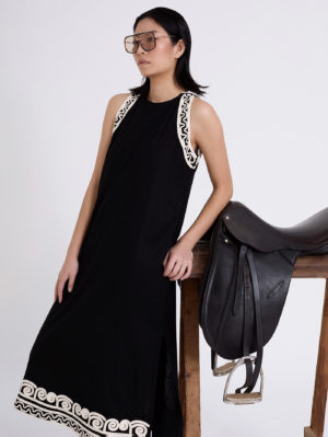 Vestido Largo Tirantes Bordado Relieve