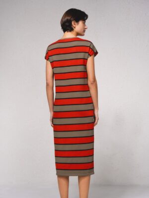 Vestido Rayas Naranja y Verde
