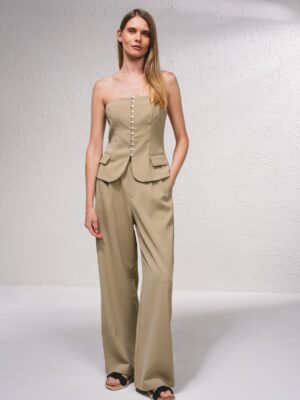 Pantalón Traje con Pinza Beige