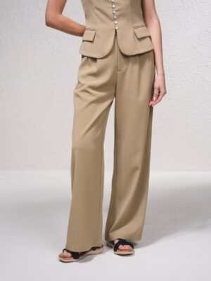 Pantalón Traje con Pinza Beige