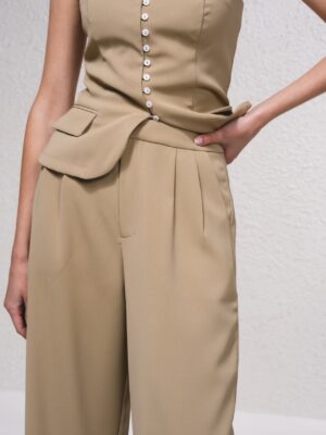Pantalón Traje con Pinza Beige