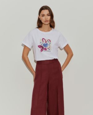 Camiseta Algodón Estampada Blanca | Lion of Porches
