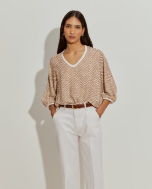 Blusa Estampado Espiga Beige | Lion of Porches 