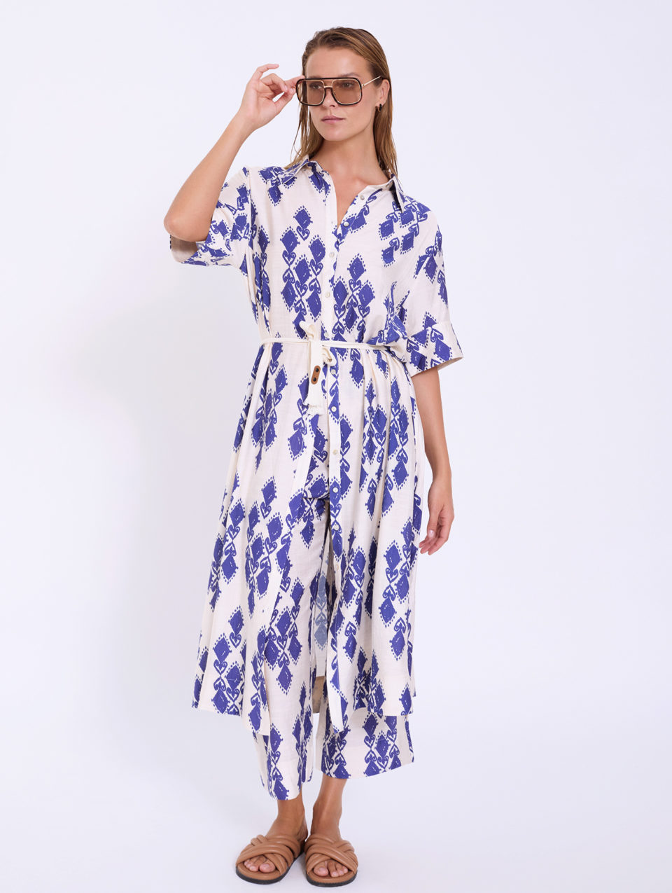 Kaftán con Estampado Ikat Largo
