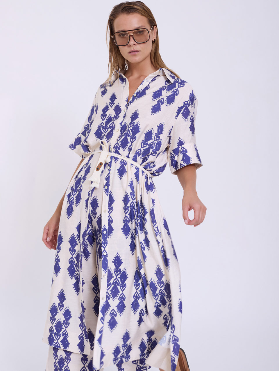 Kaftán con Estampado Ikat Largo