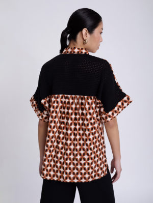 Camisa Bimateria Estampado Flores