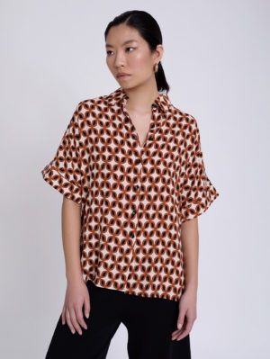 Camisa Bimateria Estampado Flores
