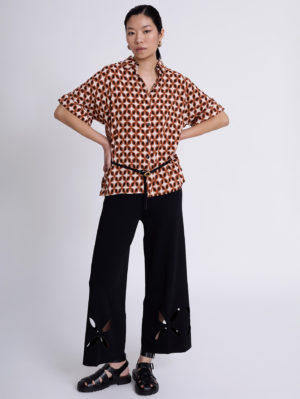 Camisa Bimateria Estampado Flores