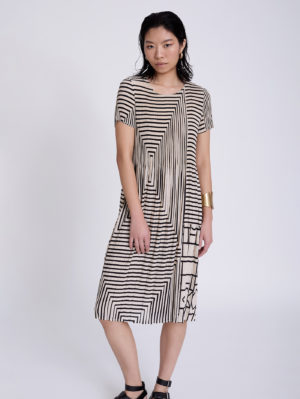 Vestido Estampado Geométrico Midi