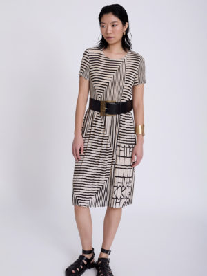 Vestido Estampado Geométrico Midi