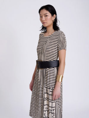 Vestido Estampado Geométrico Midi