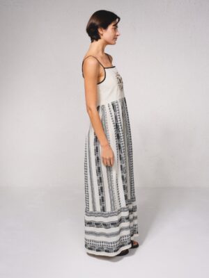 Vestido Boho Negro/Beige