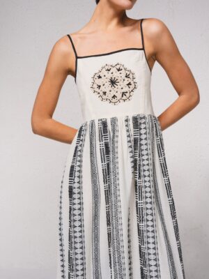 Vestido Boho Negro/Beige